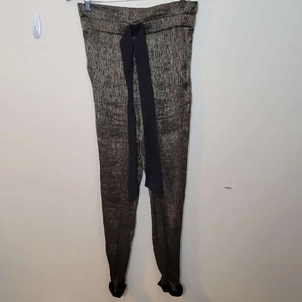 Zara Paperbag Trousers High Waist Gold Metallic Shimmer Jogger Pants Large